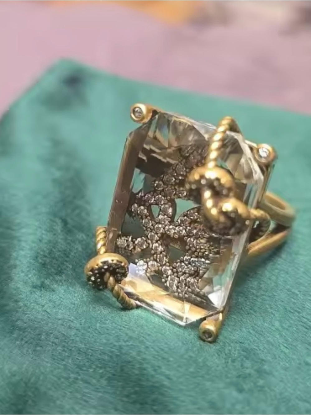 Vintage Luxury 18K Gold-Plated Natural Crystal